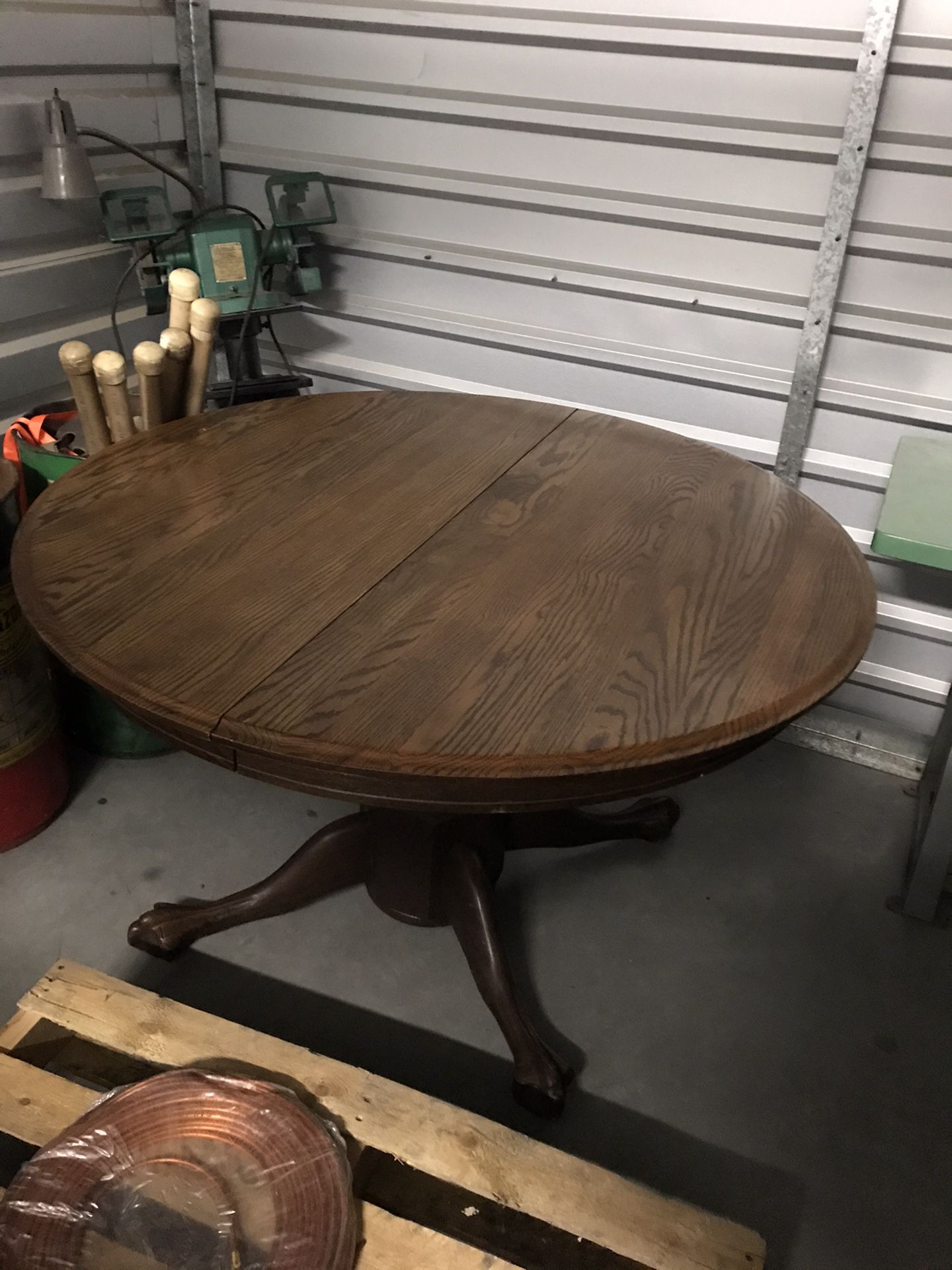Antique Looking Round Wooden Table And 4 Chairs 