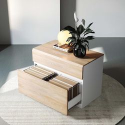 2 Drawer Lateral File Cabinet, 31W*23H Wood Filing Cabinet with Anti-tilt Mechanism, Home Office Storage Filing for Letter, A4 & Legal Size, Light Wal