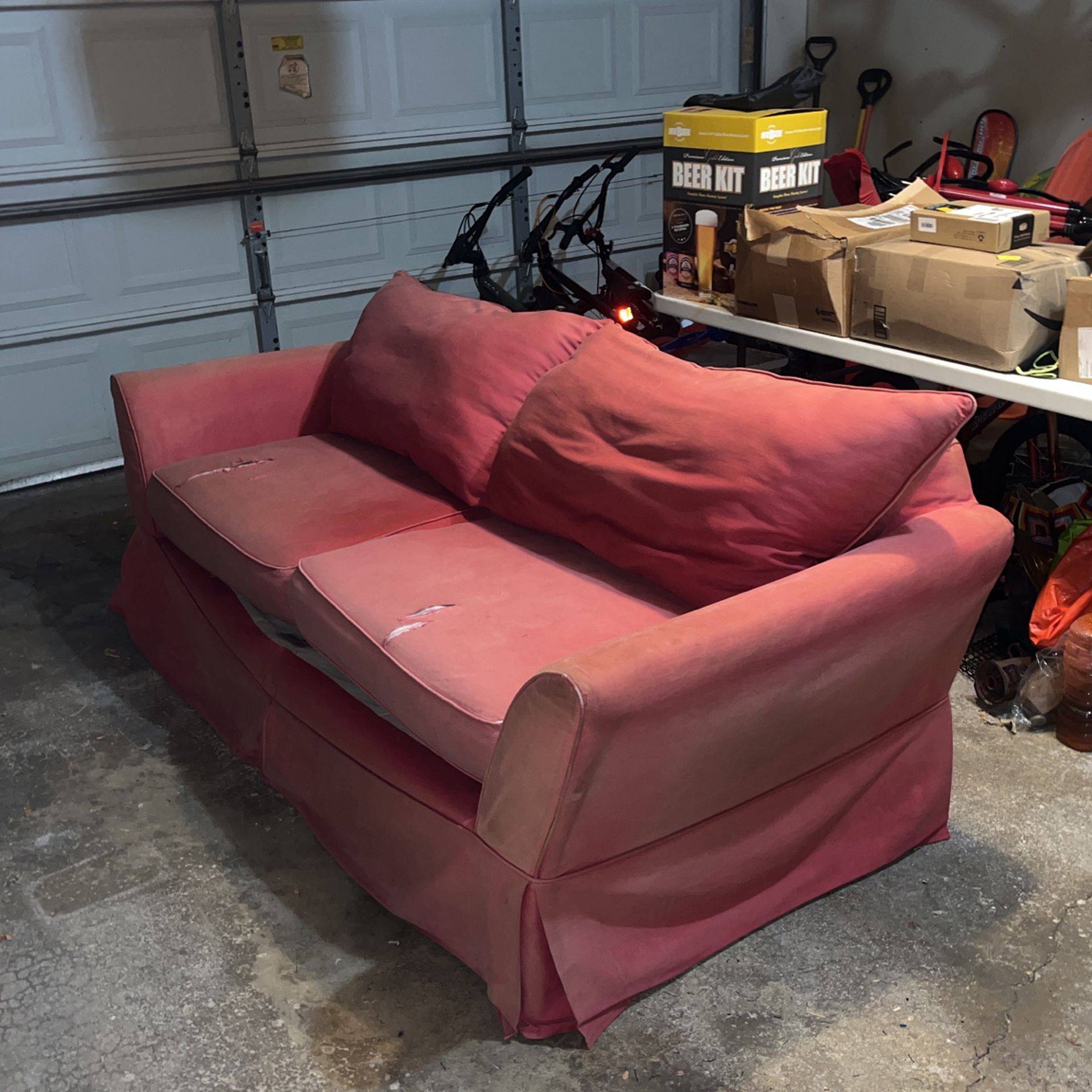 Old Faded Red Couch