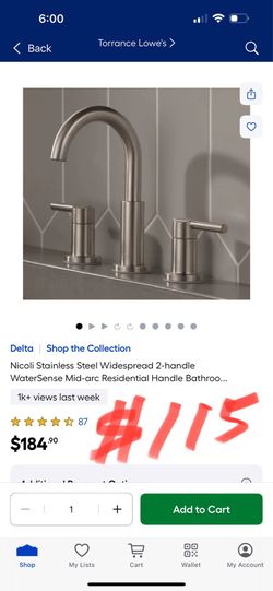 Delta Shop the Collection Nicoli Stainless Steel Widespread 2-handle WaterSense Mid-arc Residential Handle Bathroo..