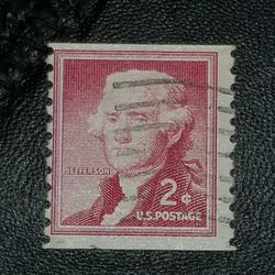Red 2 Cent Thomas Jefferson US Stamp