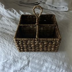 Vintage Super Sturdy Partitioned Wicket Basket With Handle