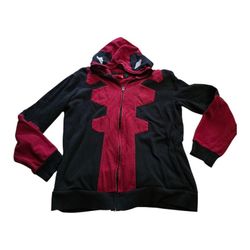 Marvel Mad Engine Deadpool Full Zip Sweater Mask Hoodie Costume Adult L Jacket