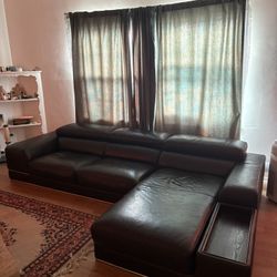 Black Leather Sectional 