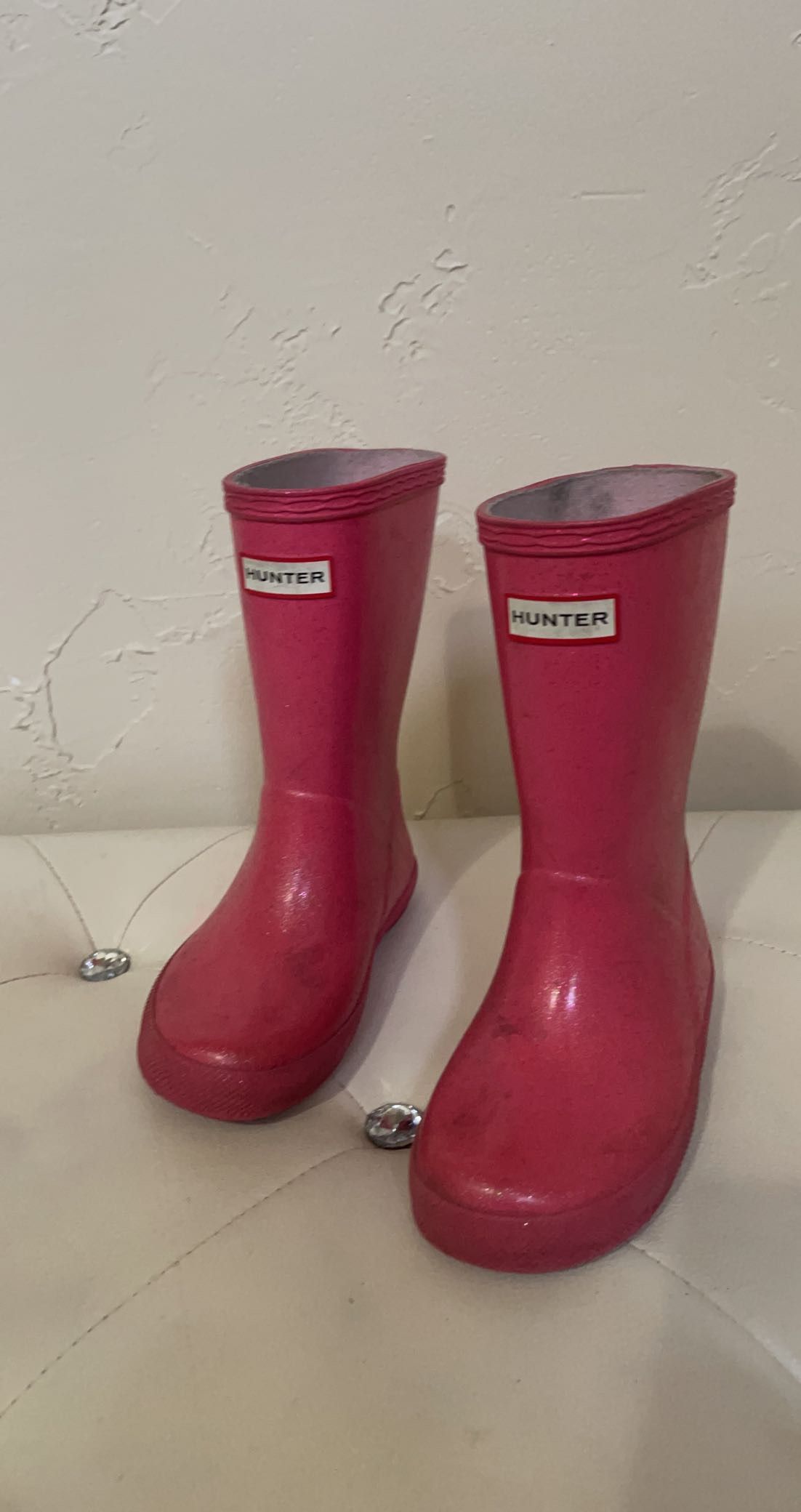 Kids Pink Hunter Rain Boots Sz 10