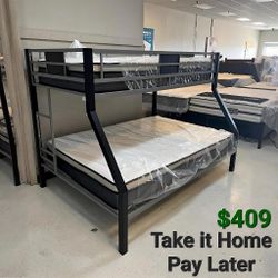Dinsmore Black/Gray Twin over Full Bunk Bed