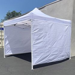 (Brand New) $140 Heavy-Duty White Popup Canopy 10x10ft with (3 Sidewall) Outdoor Gazebo, Carry Bag