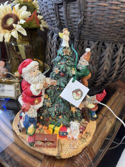 Vintage Christmas Tree With Santa Light Up