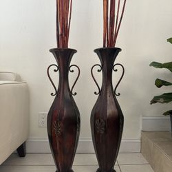 Decorative Vases 33” Tall with Bamboo Sticks 