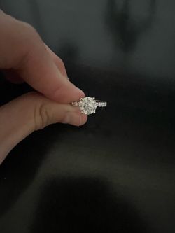 14k white lab diamond ring