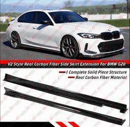 19-26 BMW G20 330i M340i V2 Real Carbon Fiber Side Skirt Extensions