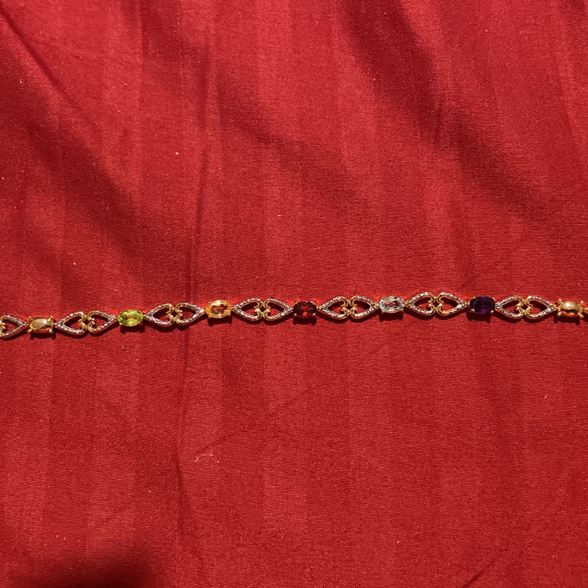 Beautiful Mult Color Bracelet Diamond Accent Gold Overlay
