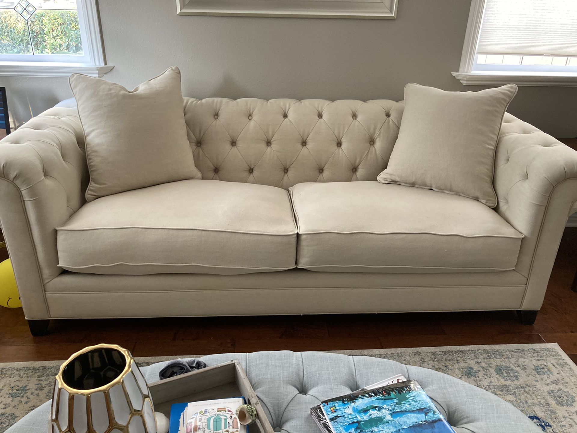 Tufted Beige Couch