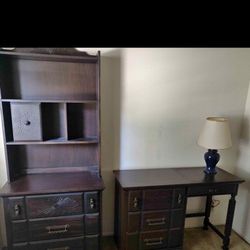 Vintage Desk And Cabinet Set