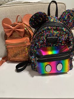 Loungefly Disney Park Mickey Mouse MiniSequin Rainbow Backpack Multicolor/Orange