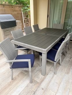 Wayfair 8-Person Patio Dining Set with Sunbrella Cushions - Like New