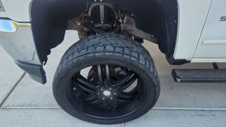 4 Rims 24" with three Tires in good shape. I accept trade.