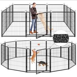 1079-Dog Playpen Outdoor Extra Wide 12 Panels Heavy Duty Anti-Rust Coating-Strengthened Dog Fence 40" Height with Doors Portable for RV Camping Y