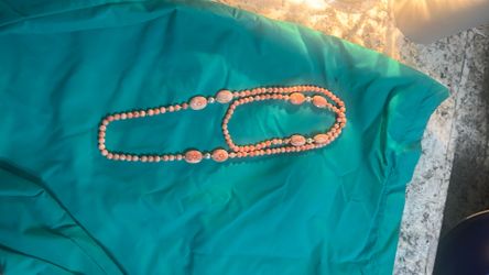 Antique angel skin coral necklace