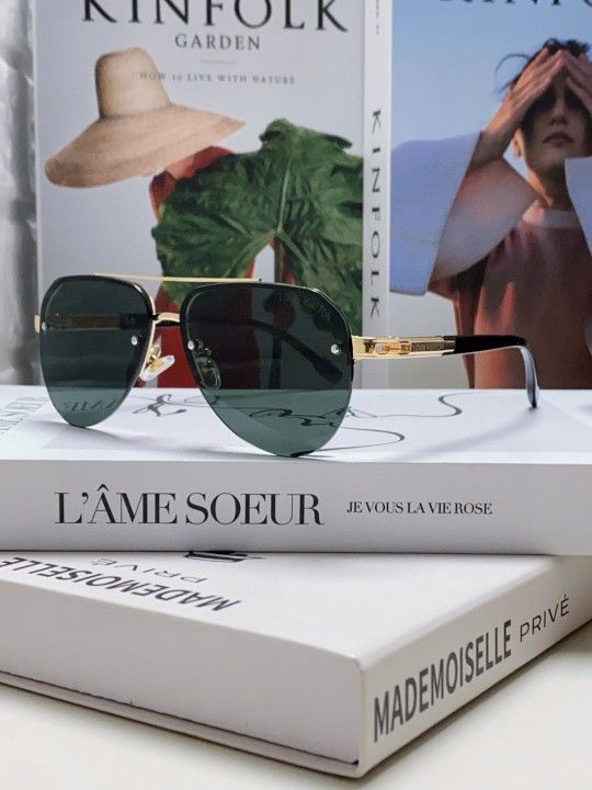 Metal oval half-frame sunglasses, unisex