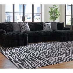 Midnight-Madness 3-Piece Sectional with Chaise $1600 FREE DELIVERY & SET UP