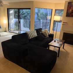  Ivy Bronx Nathasa Modular Sectional – Black Corduroy – Like New