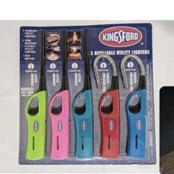 Kingsford Utility Lighters 5 pc Value Pack Grill Charcoal BBQ Butane LIGHTERS, NEW