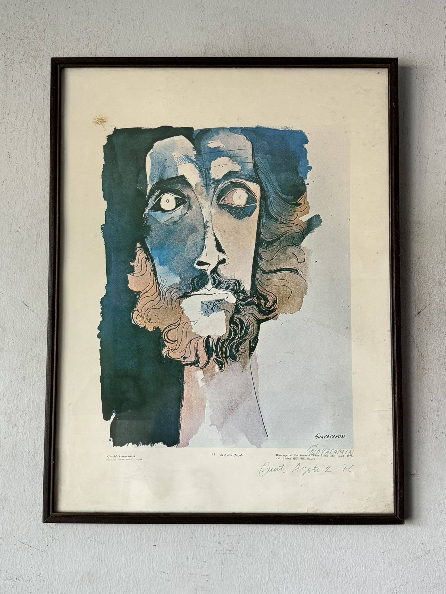 OSWALDO GUAYASAMIN VINTAGE MODERN CUBIST MAN LITHOGRAPH OLD CUBISM ABSTRACT 1976