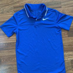 Nike Youth Dry Fit Blue Golf Polo Shirt Sz Medium