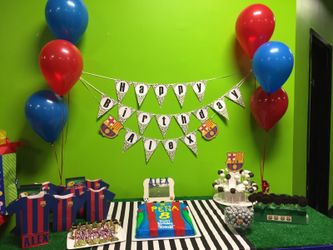 Party sign and gift bags customized