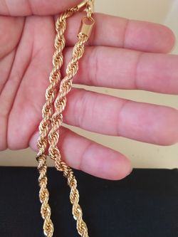 Gold Deep Plated Rope Necklace Chain Jewelry