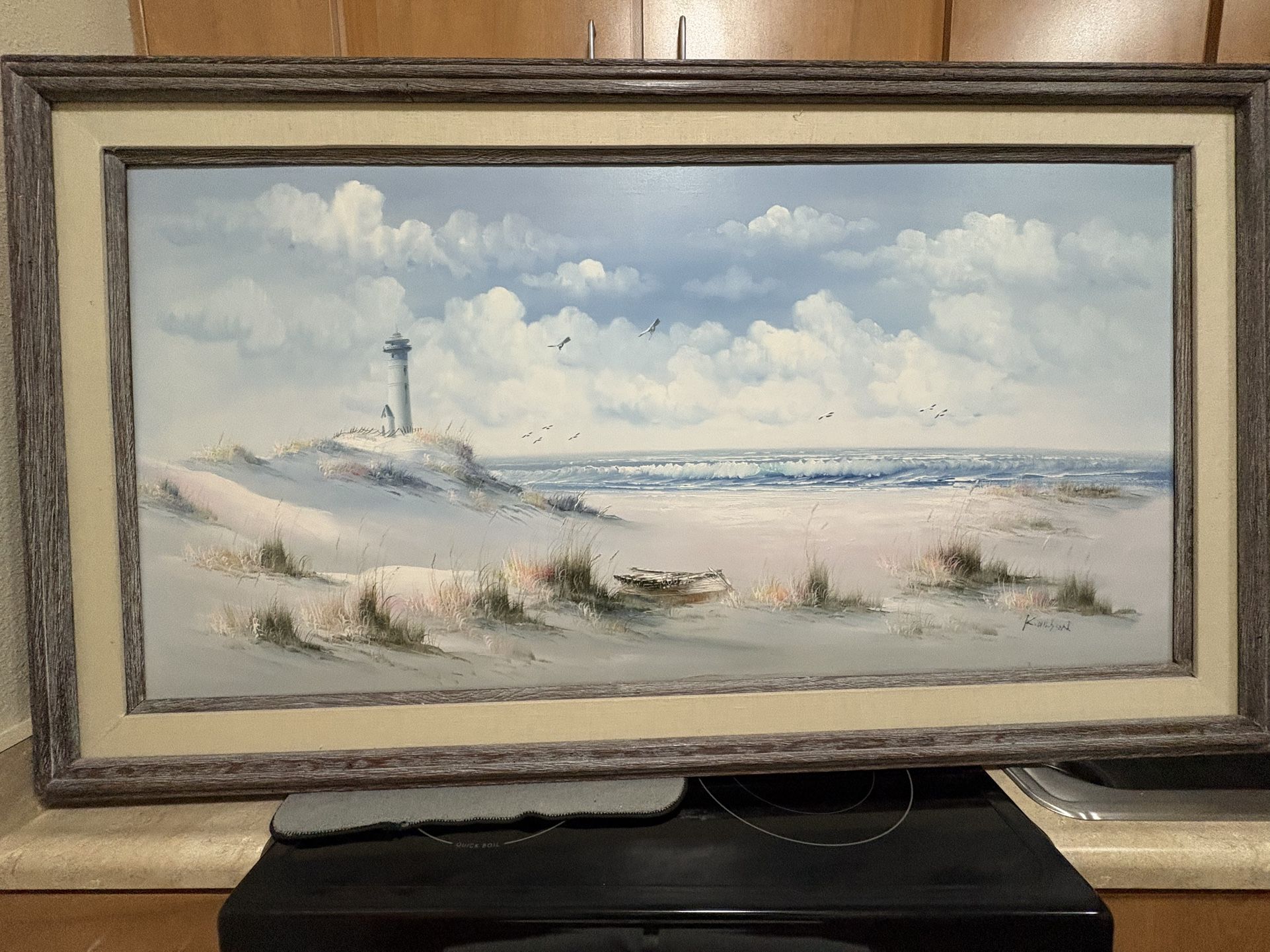 Colored Oil Painting, Ocean Scene 32 X 55 Inches