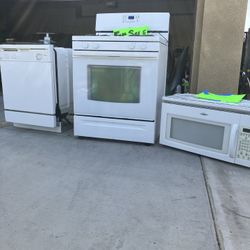 Range, Microwave and dishwasher 