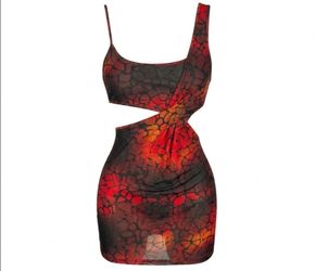 Shein Mesh Cracked Lava Polygon Print