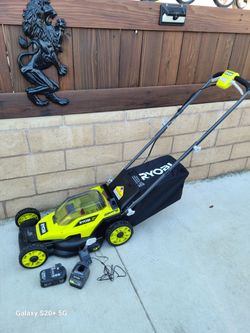 Ryobi 18v 13-in Cordless Battery Walk Behind Push Lawn Mower 
