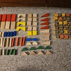 Wooden Letters Blocks And Shapes