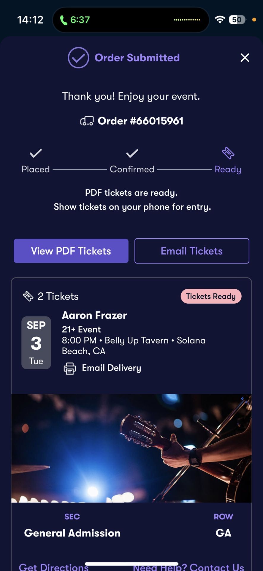 2 Aaron Frazer Tix Tonight 09/03/2024