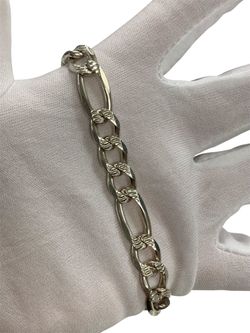 8" 9MM Figaro silver bracelet #32991