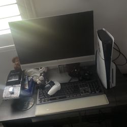 Monitor keyboard, PS five and desk for $1000 and keyboard