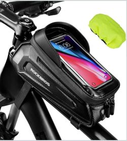 ROCKBROS Bike Phone Bag, [Oversized] EVA Waterproof Bike Top Tube Bag Phone Holder Bicycle 1.7L Capacity Pouch Fits Phones With Case Under 7.2",E-Bike