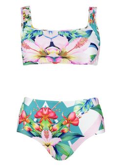 Tropical print bikini set