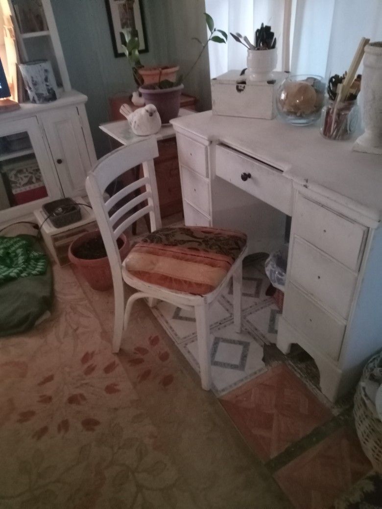 Small Antique 1880"s Desk Distressed Whote