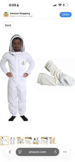 Professional Bee Suit with Gloves – Premium Cotton Beekeeper Suit, Includes Detachable Fencing Veil & Goatskin Bee Gloves, Complete Protective Gear Ki