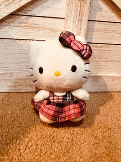 Ty Beanie Babies Hello Kitty Wearing Pink Plaid 6" Plush Stuffed Animal 2013