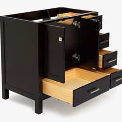 Ariel Cambridge 36 In. Left Offset Single Sink Base Cabinet In Espresso