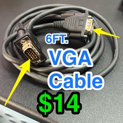 🖥️ 6FT 15-Pin VGA Cable Male to Male Monitor, PC, Video Cord, +MORE📦