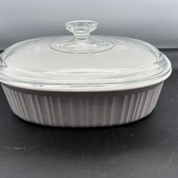 Corning Ware French White Oval Casserole 2.8 Liter 3 Qt F-2-B With Lid 