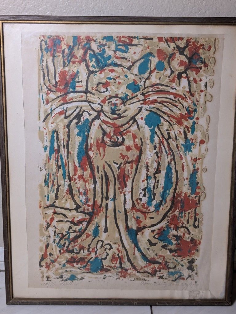 Vintage Signed Cat Art – “Mittens” by Diane Woodruff (1973)