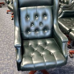 Green   Leather Conference Chairs 