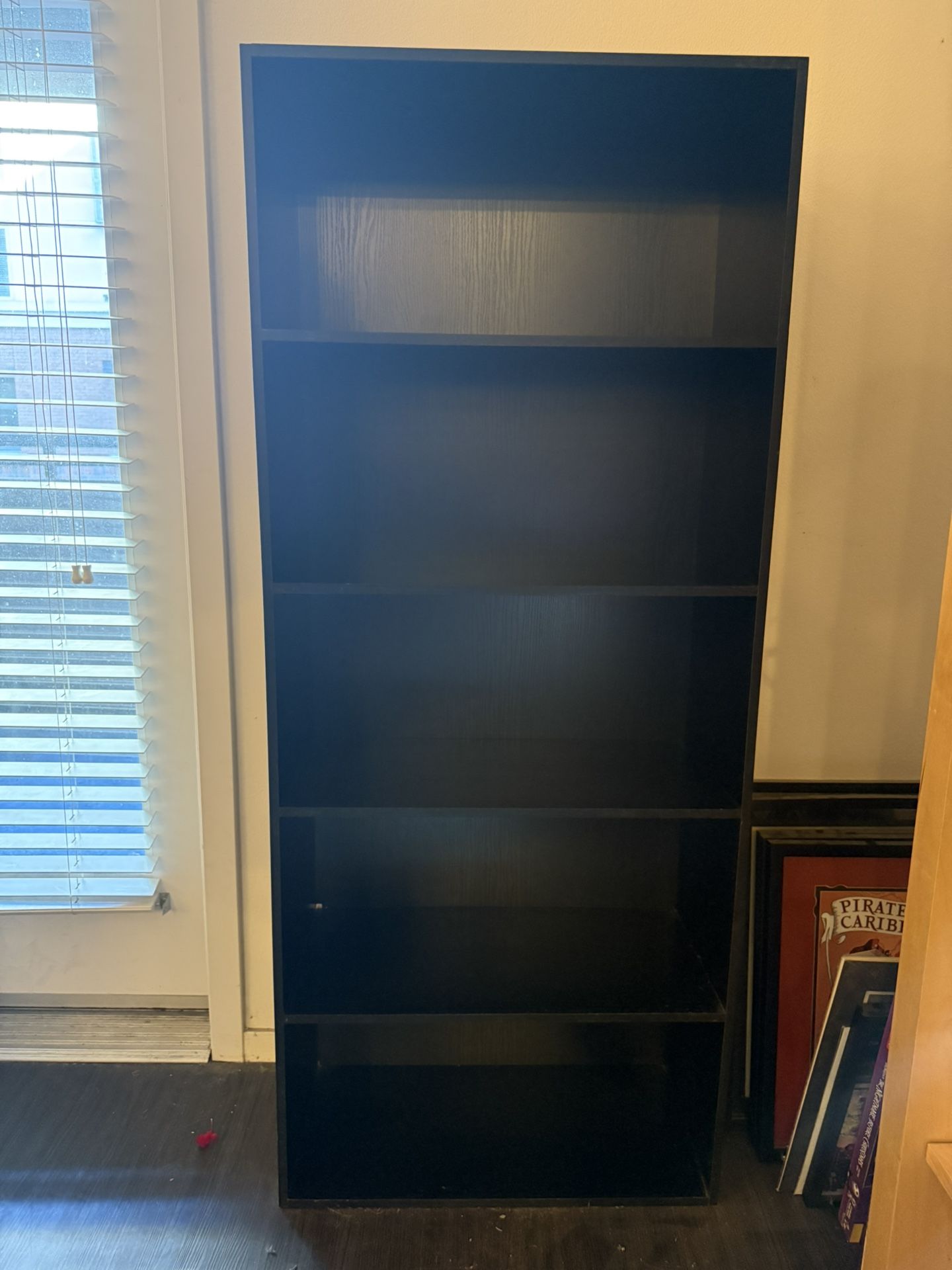 Black 5-Shelf Bookcase – Sturdy, Modern, Great Condition